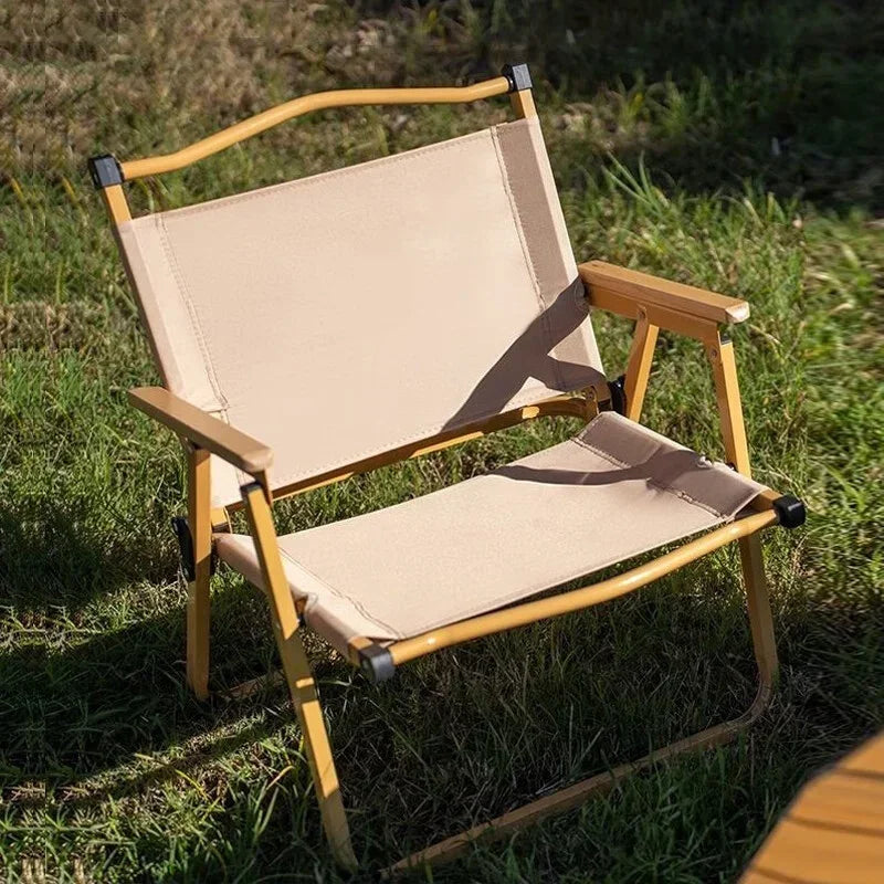 Aluminum Alloy Wood Grain Portable Outdoor Chair