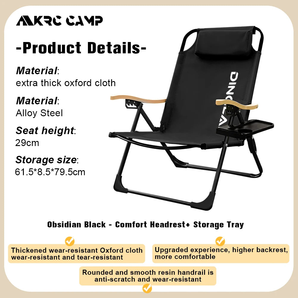 KRC CAMP Angle Adjustable Camping Chair with Detachable Pillows