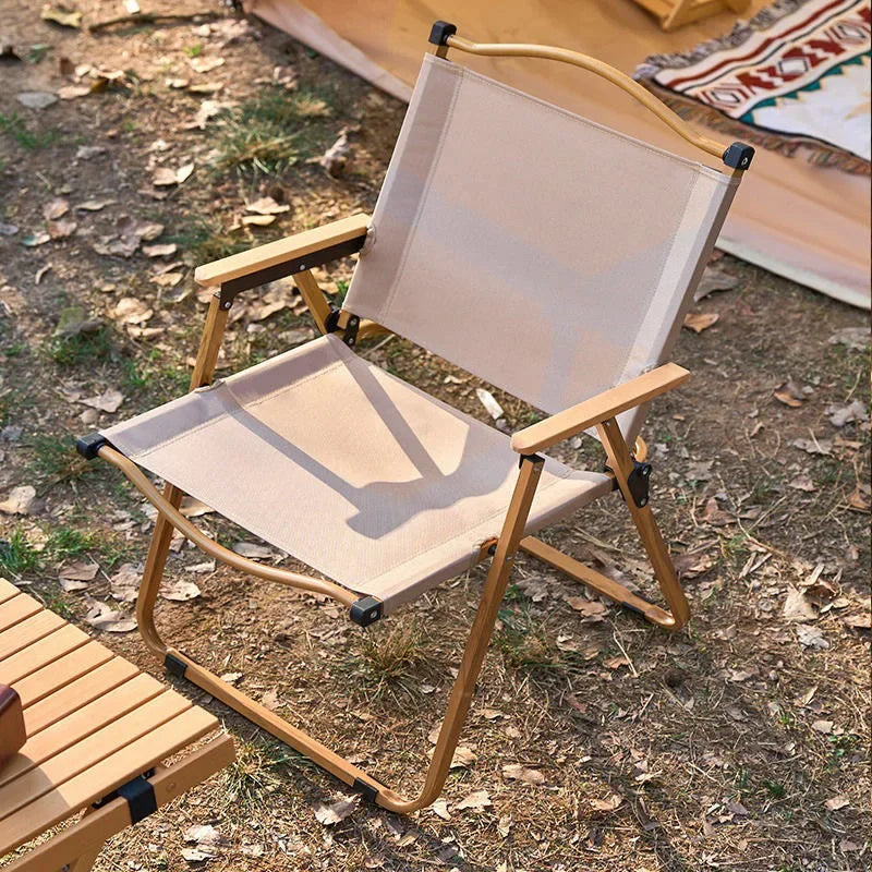 Aluminum Alloy Wood Grain Folding Chair