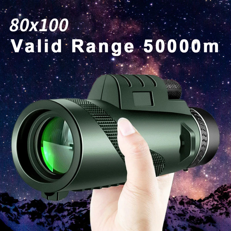 80x100 HD Zoom Powerful Monocular Telescope,