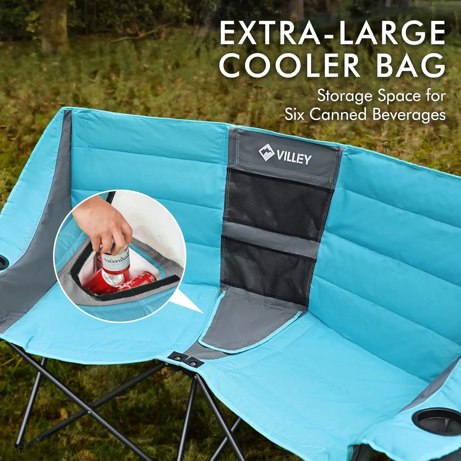 Double Camping Chair w/Cooler Bag