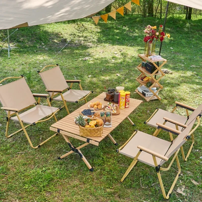 Aluminum Alloy Wood Grain Folding Chair