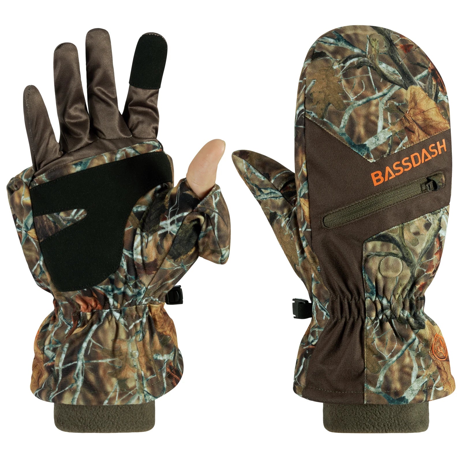 BASSDASH Men’s Insulated Mittens Winter Camo Hunting Gloves