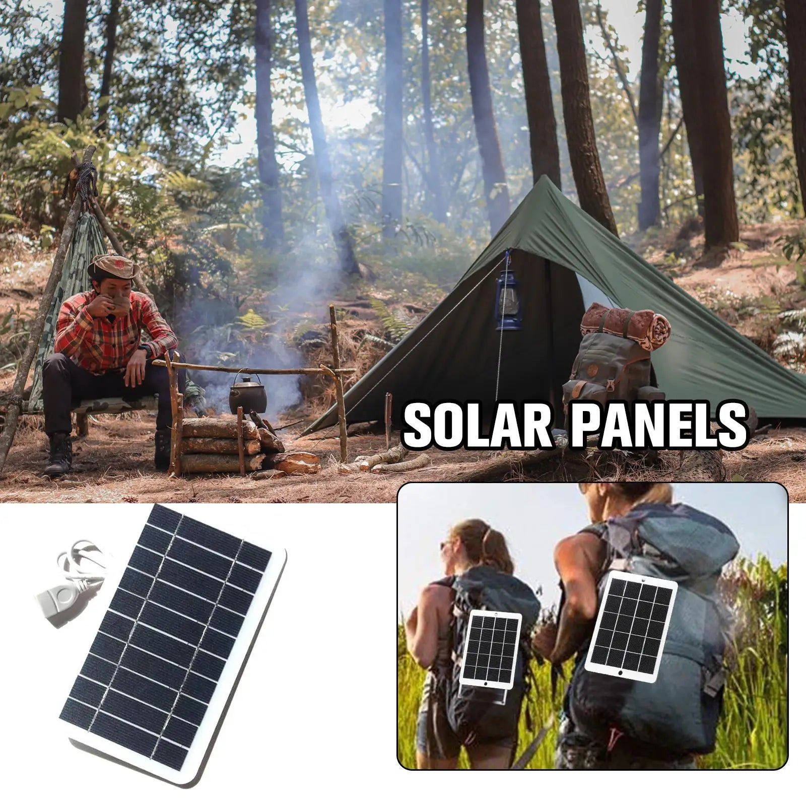 Portable Solar Panel 5V 2W Solar Plate With USB Safe Charger