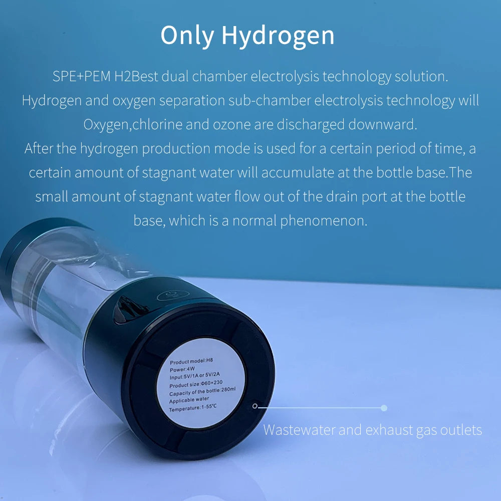 Nano Hydrogen Water Generator Bottle with H2 Inhaler