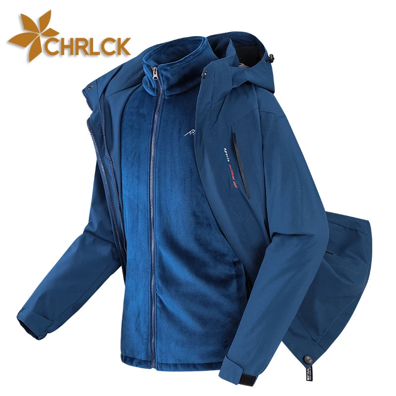 CHRLCK Men's 3 In 1 Thick Hiking Jacket Fleece