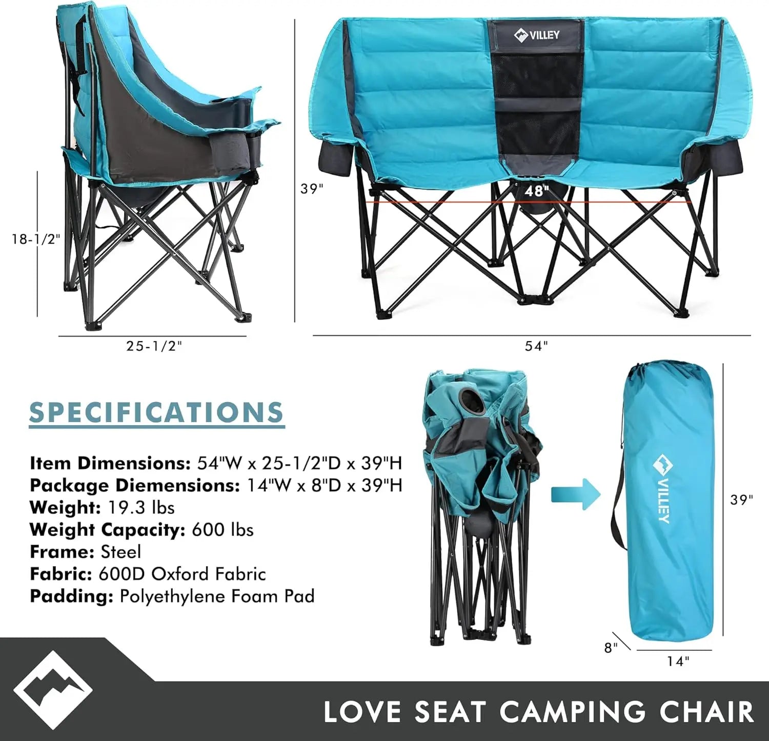 Double Camping Chair w/Cooler Bag