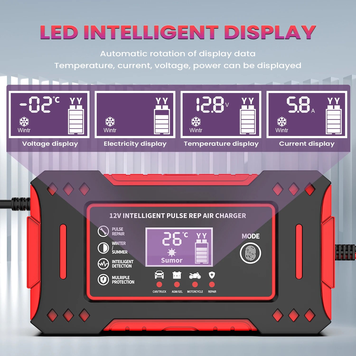 6A 12V Intelligent Car Battery Charger