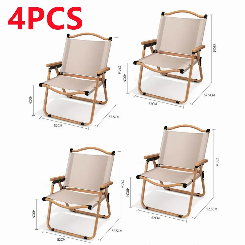 Aluminum Alloy Wood Grain Portable Outdoor Chair