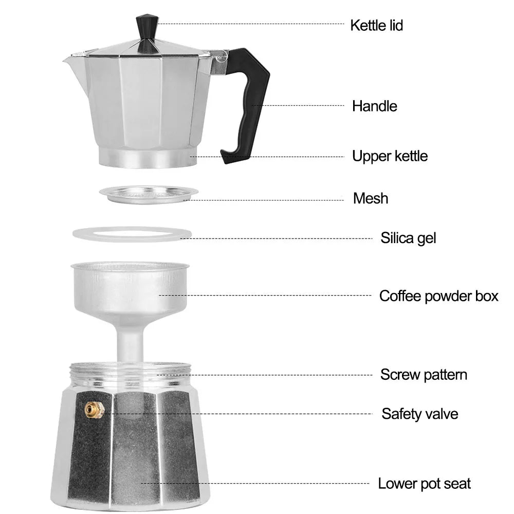 Aluminum Octagonal Moka Coffee Kettle